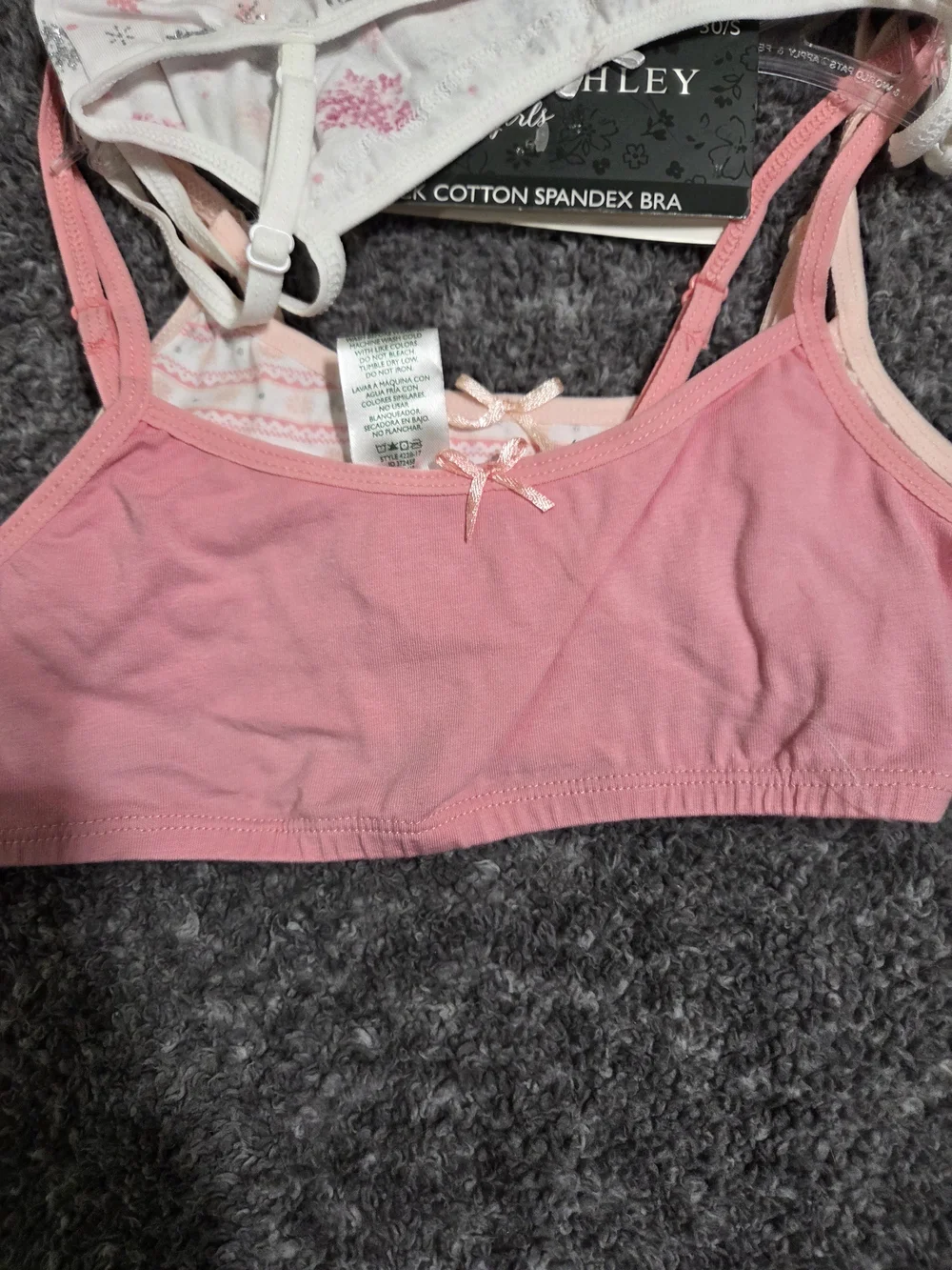 Laura Ashley Girls 3-Pack Bras - Pink, Light Pink & White Snowflake